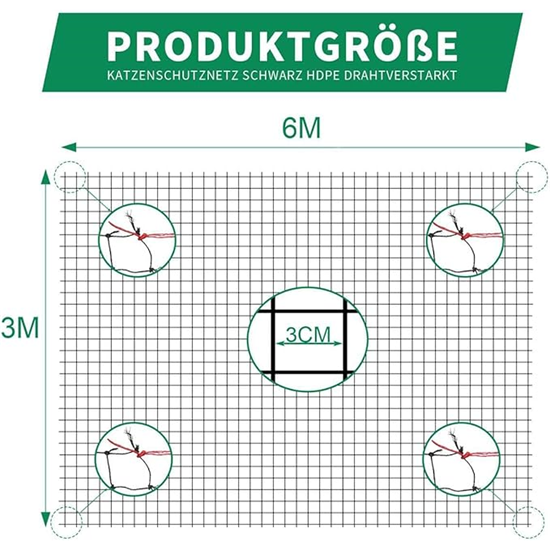 9770 Rete HDPE  maglia 30 mm col. Nero pezza da mt 6 x 3 per Gatti - Osd gruppo Ecotech srl - Allontanamento piccioni,disinfestazione,HACCP, roditori